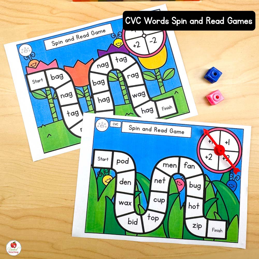 CVC Words Spin and Read Games