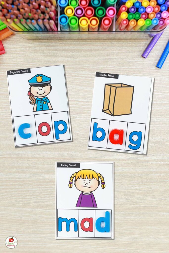 Phonemic Awareness Missing Sounds Task Cards Activity