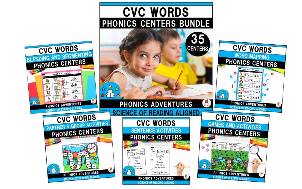 CVC Words Phonics Centers Bundle