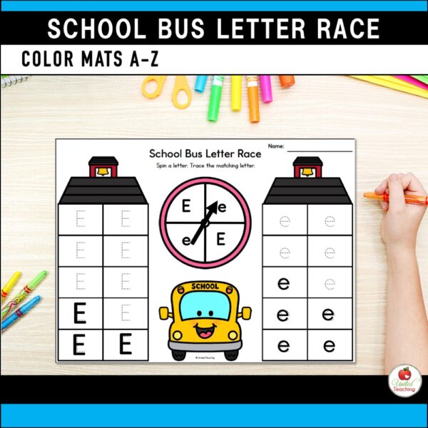 School Bus Letter Tracing Color Mat