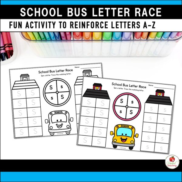 School Bus Letter Tracing Color Mats and Worksheets