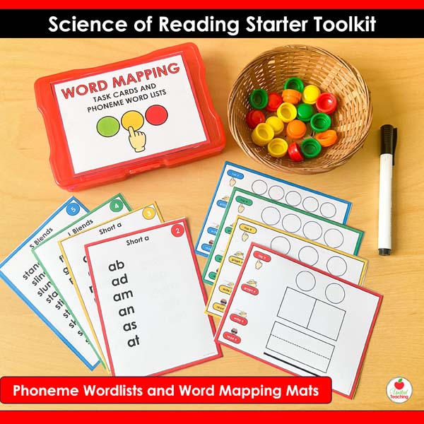 Science of Reading Starter Toolkit Phoneme Word Lists and Word Mapping Task Cards