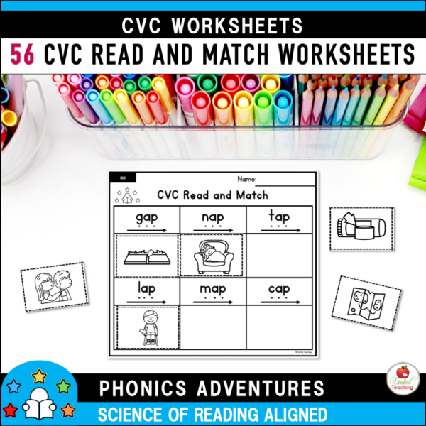 CVC Read and Match Worksheets