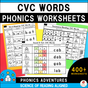 CVC Words Worksheets Bundle Cover