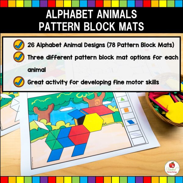 Animals A-Z Pattern Block Mats What's Included