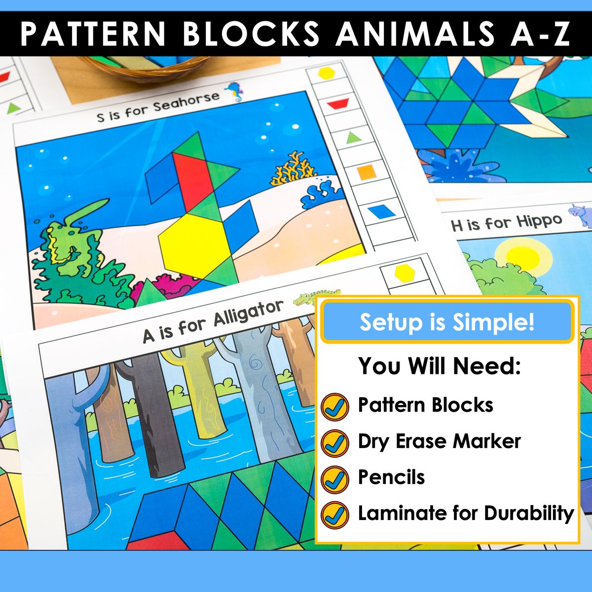 How to prepare the Alphabet Animals Pattern Block Mats