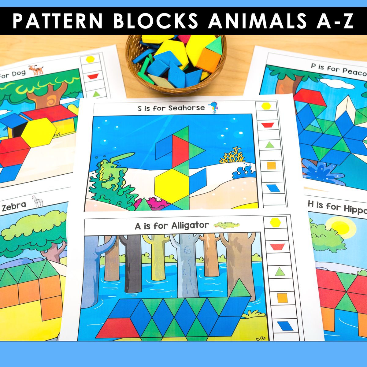 Alphabet Animals Pattern Block Mats