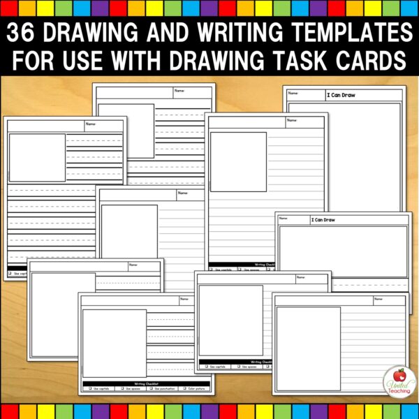 Alphabet Directed Drawing Task Cards Worksheets