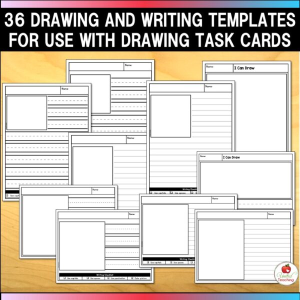 Alphabet Directed Drawing Task Cards Worksheet Templates