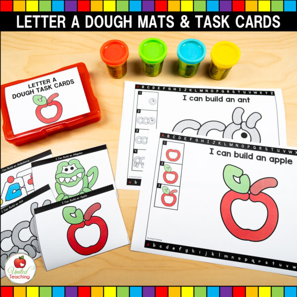 Alphabet Play Dough Building Mats and Task Cards Letter A samples