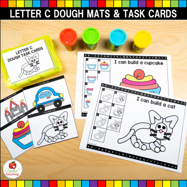 Alphabet Play Dough Building Mats and Task Cards Letter C Samples