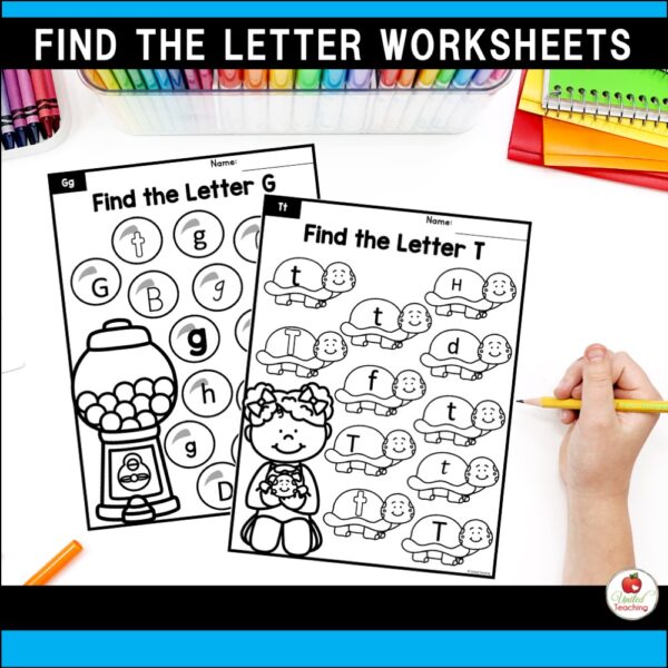 Find the Letter Alphabet Recognition Worksheet for Letter g and Letter t