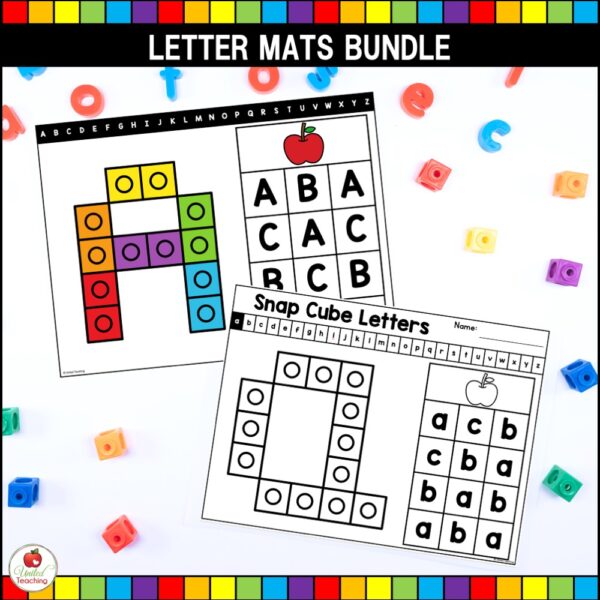 Alphabet Snap Cube Letter Mat and Worksheet