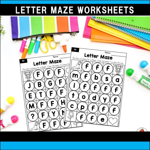 Alphabet Letter F Maze Worksheets