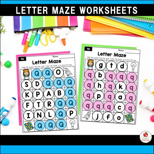 Alphabet Letter Q Maze Worksheets