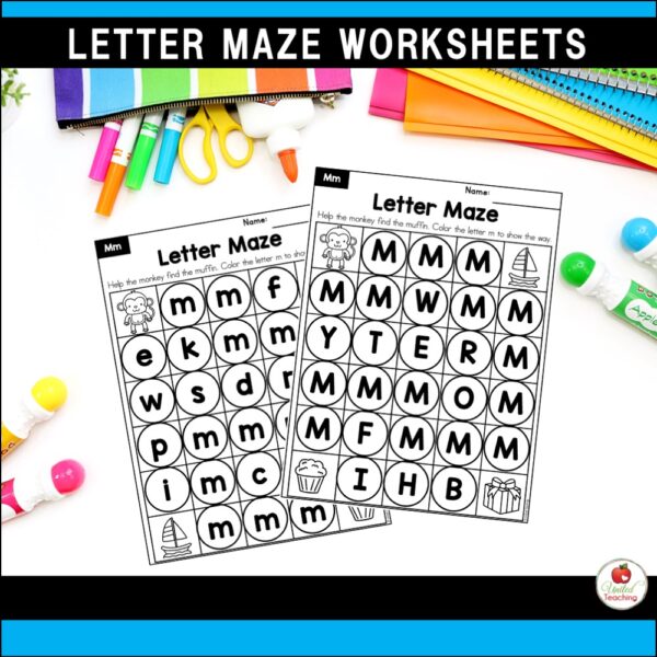 Alphabet Letter M Maze Worksheets