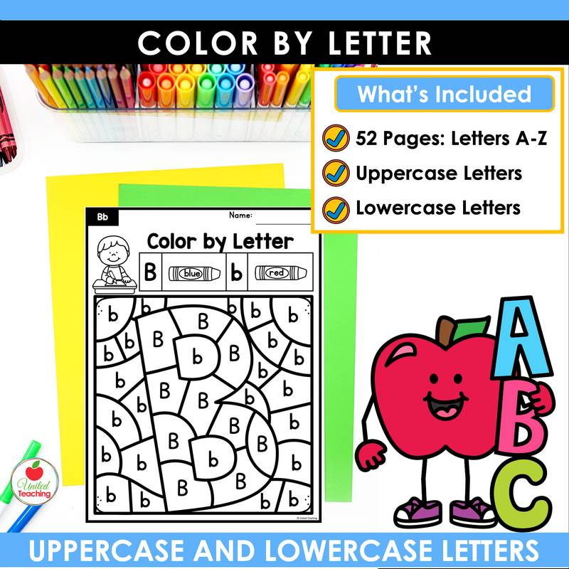 What's included in the Alphabet Color by Letter Worksheets