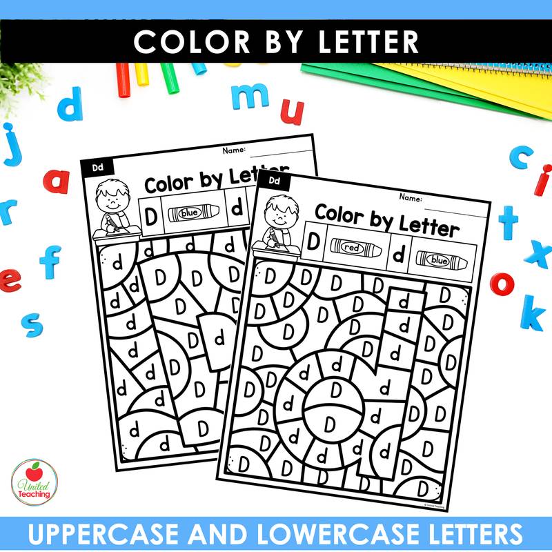 Alphabet Color by Letter D Worksheets