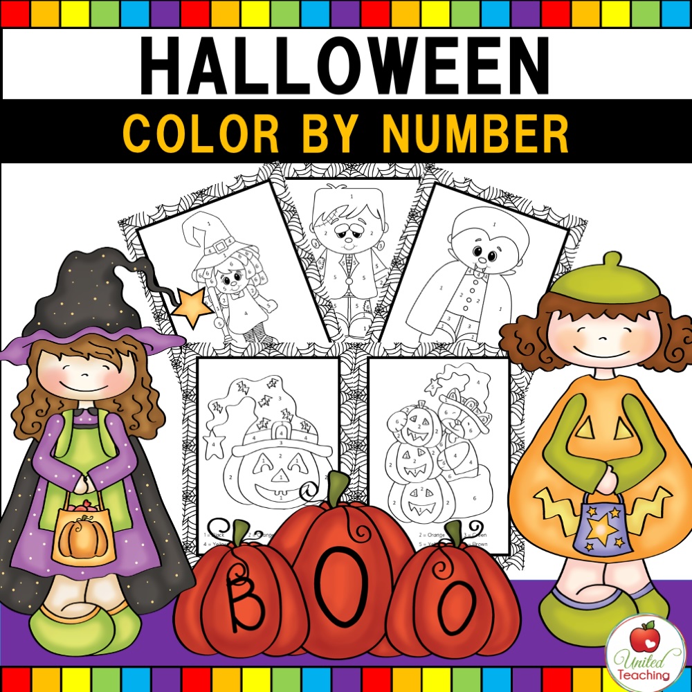 Free Halloween Color by Number Worksheets