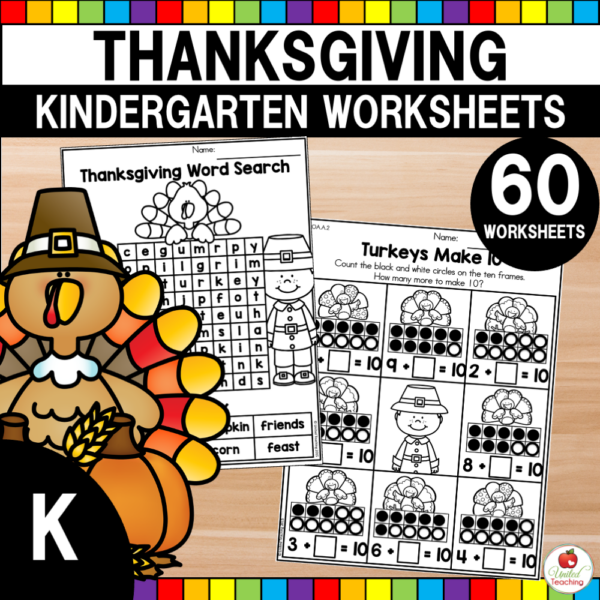 Thanksgiving Math and Literacy Activities Kindergarten Bundle Cover