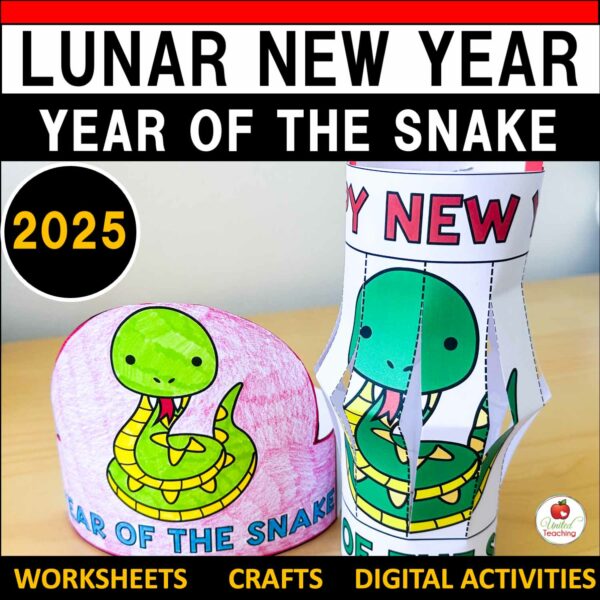 Lunar New Year Activities 2025 Cover featuring Chinese New Year Lantern and Zodiac Animal Crown