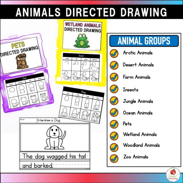 Animals Directed Drawing Task Cards Animal Groups