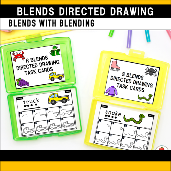 Blends Directed Drawing Task Cards with Blending