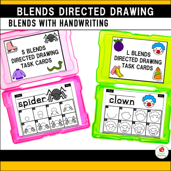 Blends Directed Drawing Task Cards with Handwriting