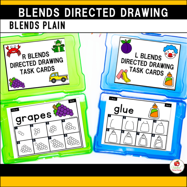 Blends Directed Drawing Task Cards Plain