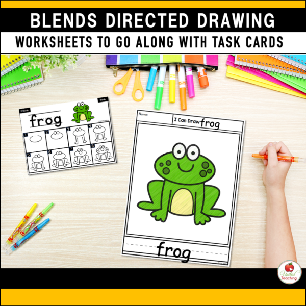 Blends Directed Drawing Task Cards with Worksheet