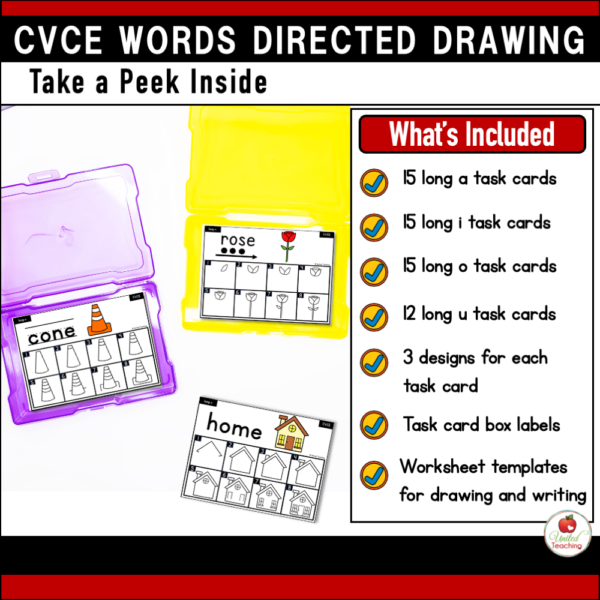 CVCE Words Directed Drawing Task Cards What's Included