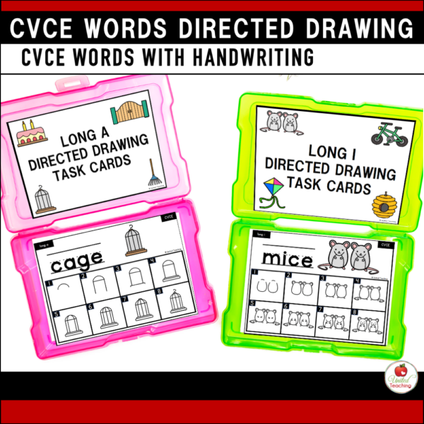 CVCE Words Directed Drawing Task Cards with Handwriting Lines