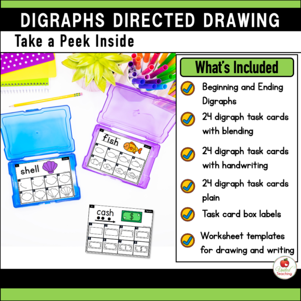 Digraphs Directed Drawing Task Cards What's Included