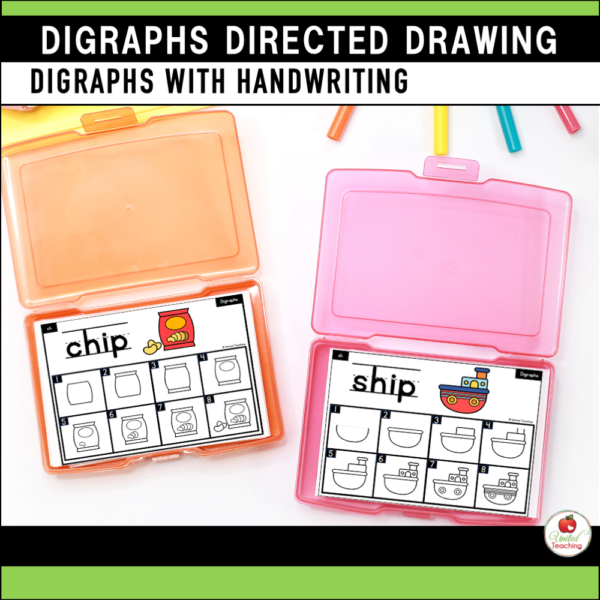 Digraphs Directed Drawing Task Cards with Handwriting