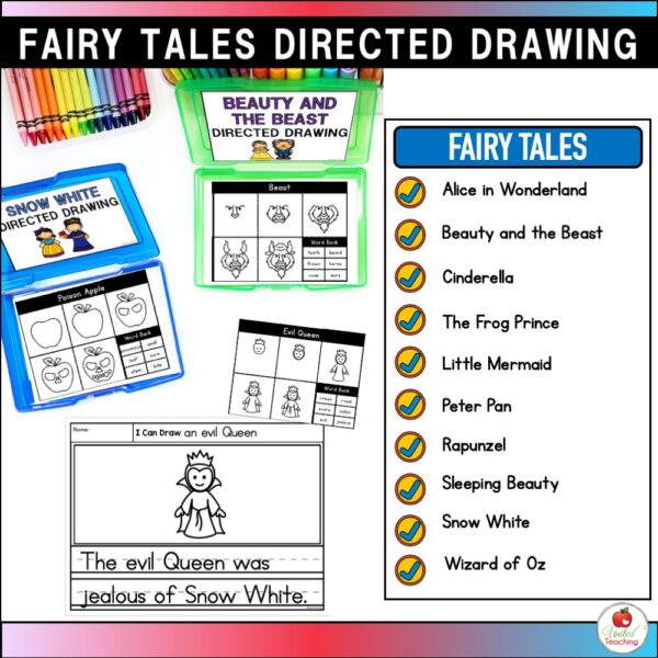 Fairy Tales Directed Drawing Task Cards List of Fairy Tales