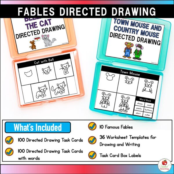 Famous Fables Directed Drawing Task Cards What's Included