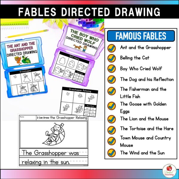 Famous Fables Directed Drawing Task Cards List of Fables