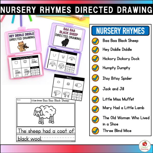 Nursery Rhymes Directed Drawing Task Cards List of Nursery Rhymes