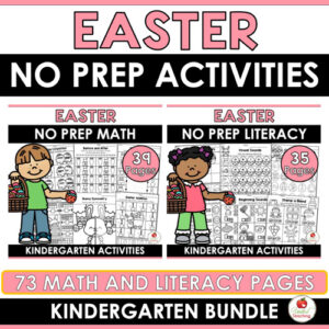 Easter Math and Literacy Worksheets Kindergarten Bundle