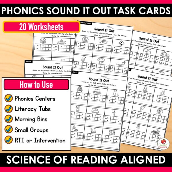 Sound It Out Phonics Task Cards Bundle - Image 3