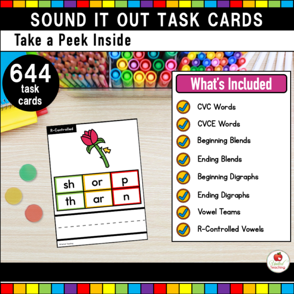 Sound It Out Task Cards Bundle Phonics Skills Covered