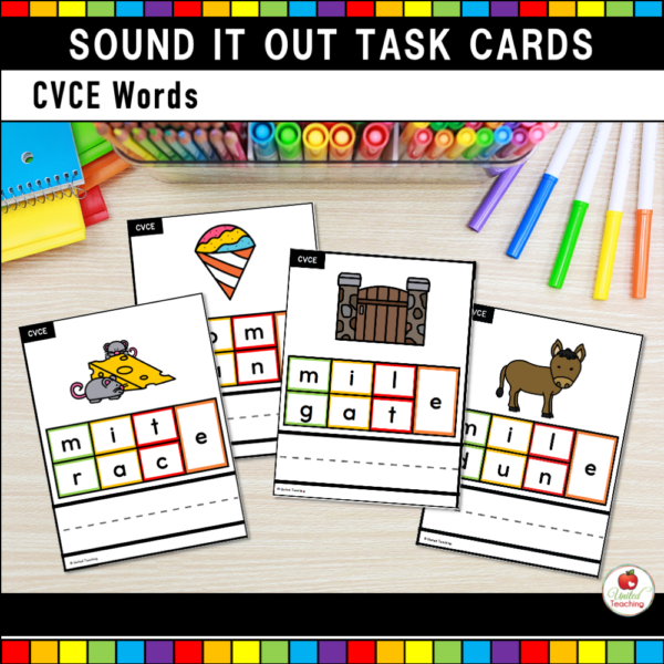 Sound It Out Task Cards Bundle CVCE Words 2