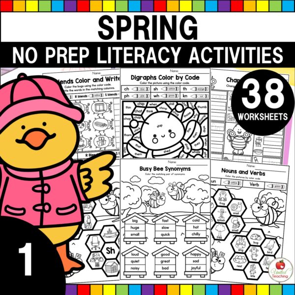 Spring Literacy Activities for 1st Grade Packet Cover