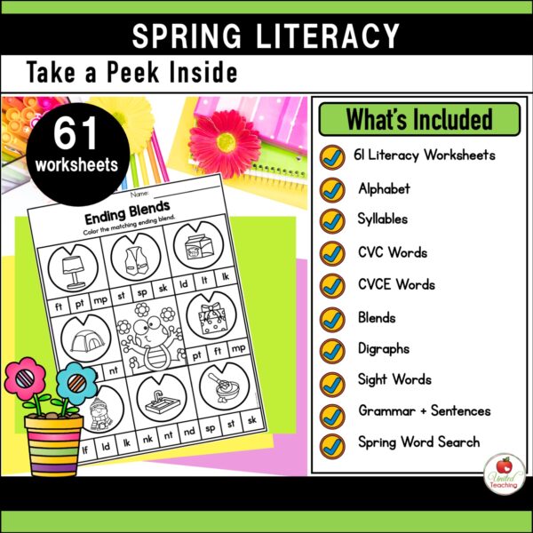 Spring Literacy Activities Kindergarten Packet - Image 2