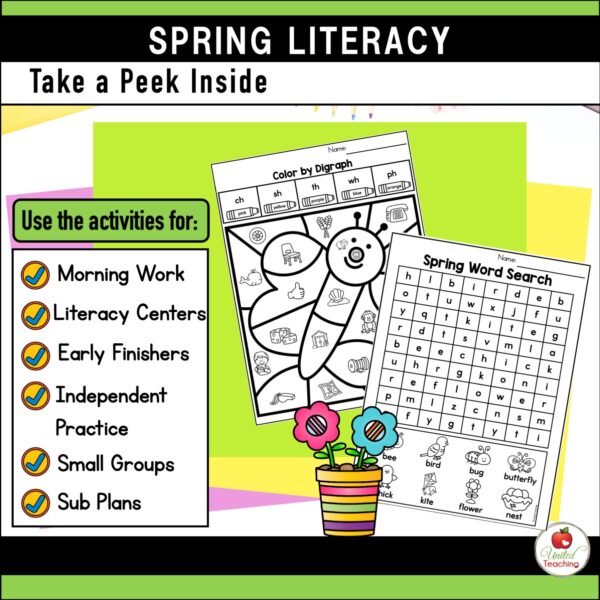 Spring Literacy Activities Kindergarten Packet - Image 3