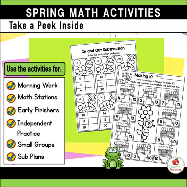 Spring Math and Literacy Kindergarten Activities Bundle - Image 4