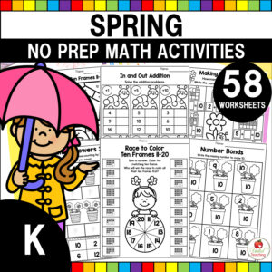 Spring Math Activities Kindergarten Packet Cover
