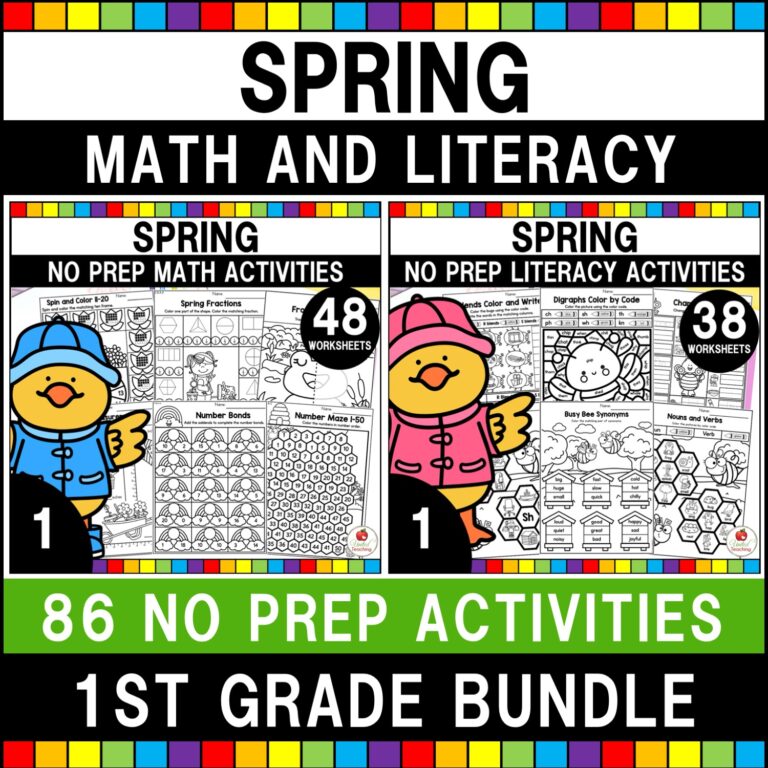 Spring Math and Literacy Activities for 1st Grade Cover