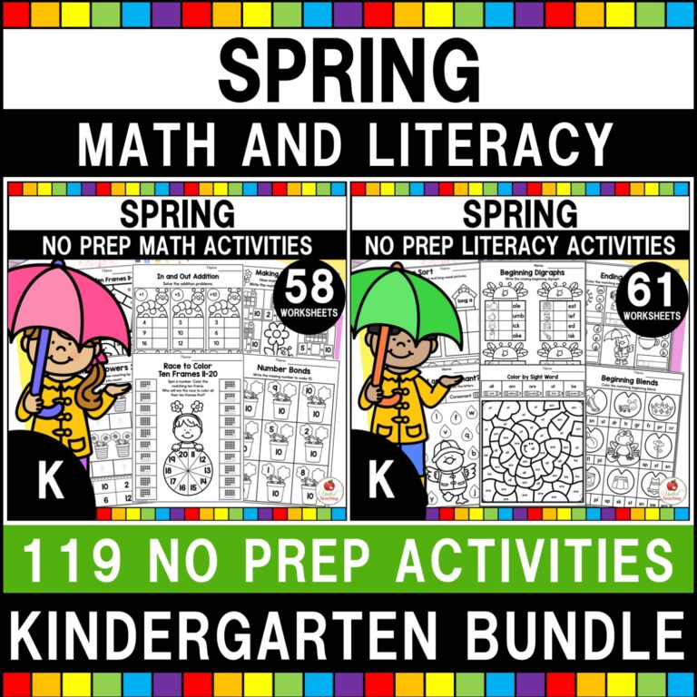 Spring Math and Literacy Activities Kindergarten Bundle