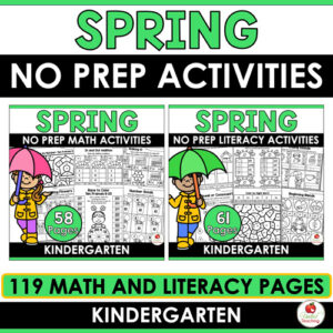 Spring Math and Literacy Worksheets Kindergarten Bundle